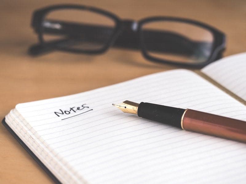 Notebook with appointment planning notes